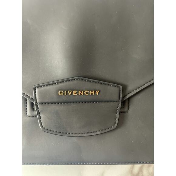 Givenchy Black Leather Envelope Clutch with Gold Logo - Picture 2 of 6